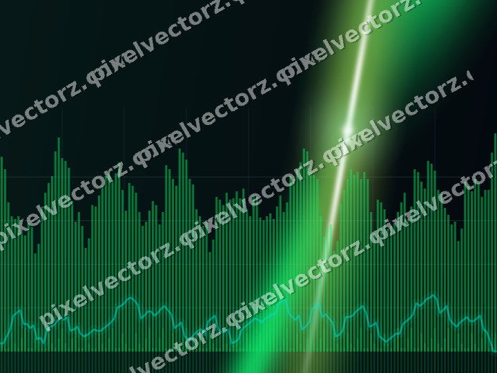 Glowing neon chart background in green and lime