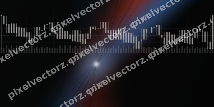 Glowing neon chart background in blue and red