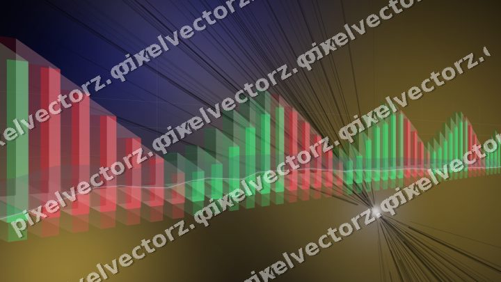 Glowing neon chart background in blue and amber