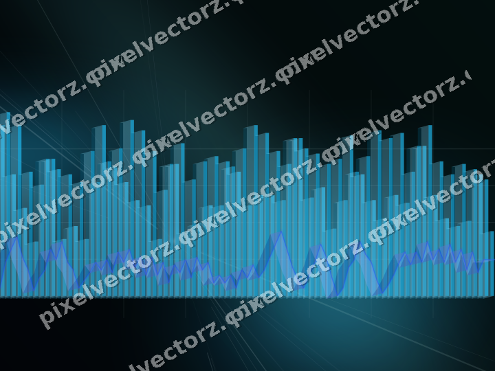 Glowing neon chart background in cyan and teal