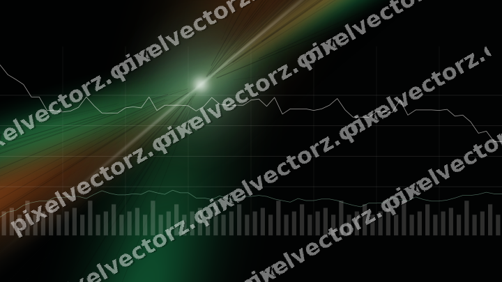 Glowing neon chart background in green and orange