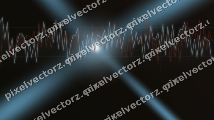 Glowing neon chart background in cyan and red
