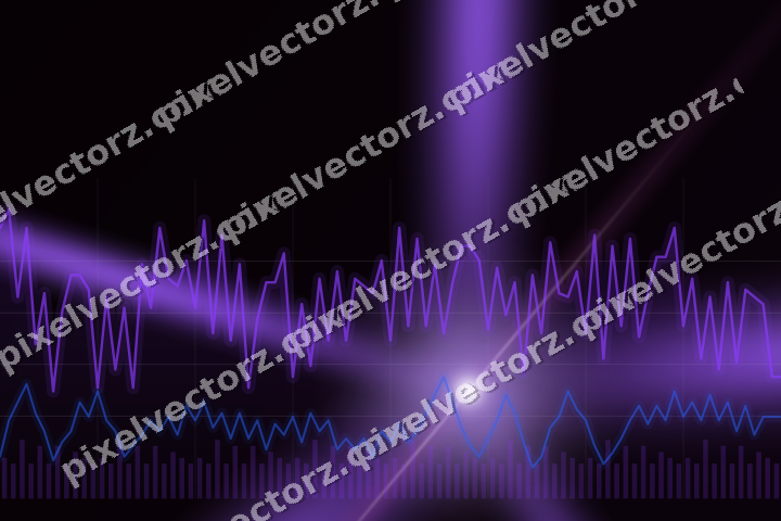Glowing neon chart background in purple and blue