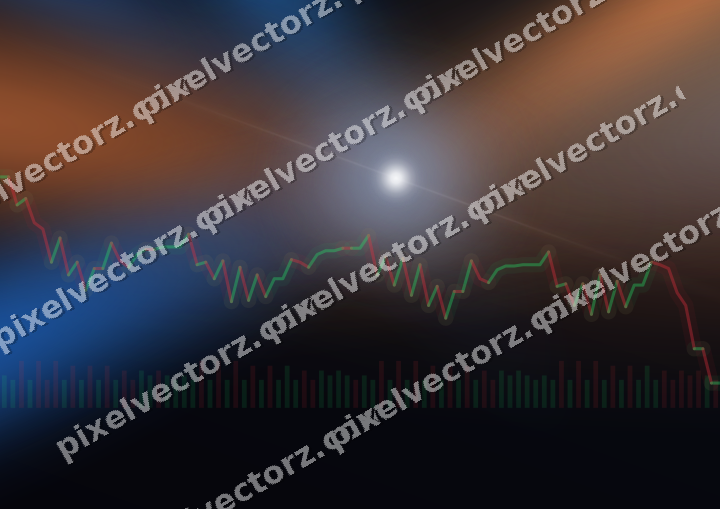 Glowing neon chart background in blue and orange