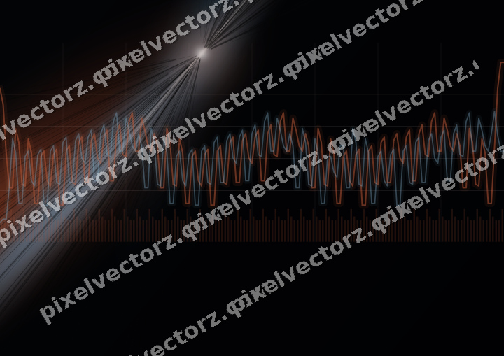 Glowing neon chart background in orange and cyan