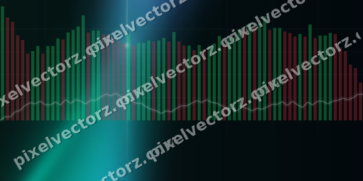 Glowing neon chart background in cyan and teal