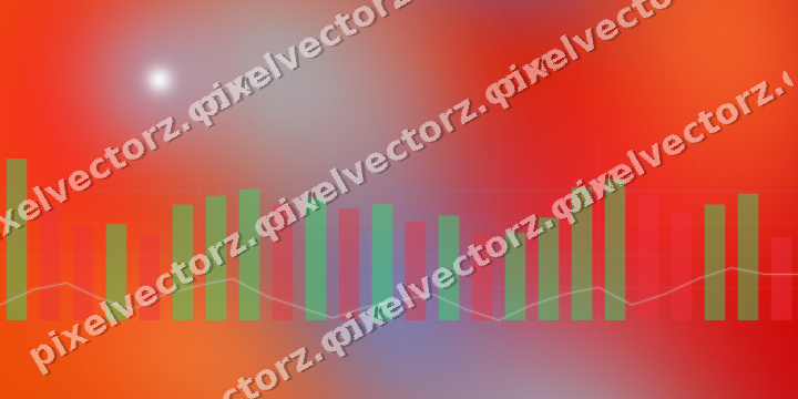 Glowing neon chart background in blue and red