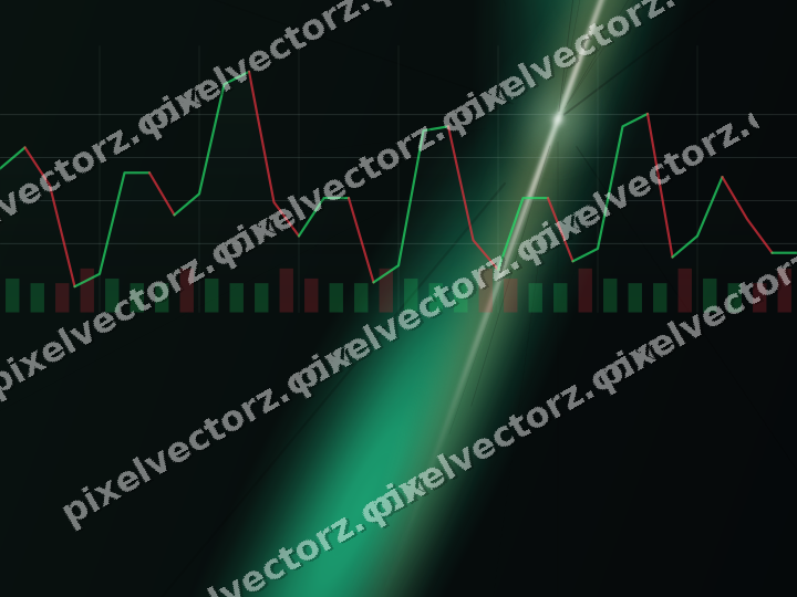 Glowing neon chart background in green and red