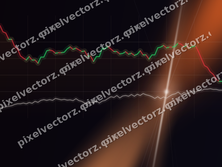 Glowing neon chart background in orange and blue