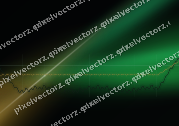 Glowing neon chart background in green and amber