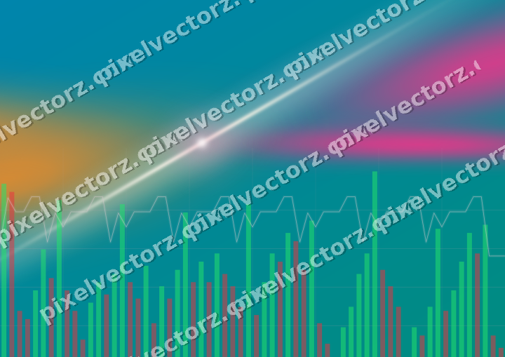 Glowing neon chart background in pink and orange