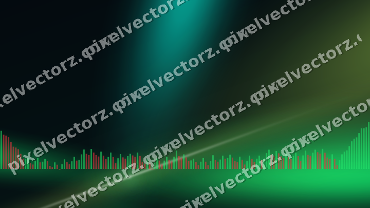 Glowing neon chart background in green and lime
