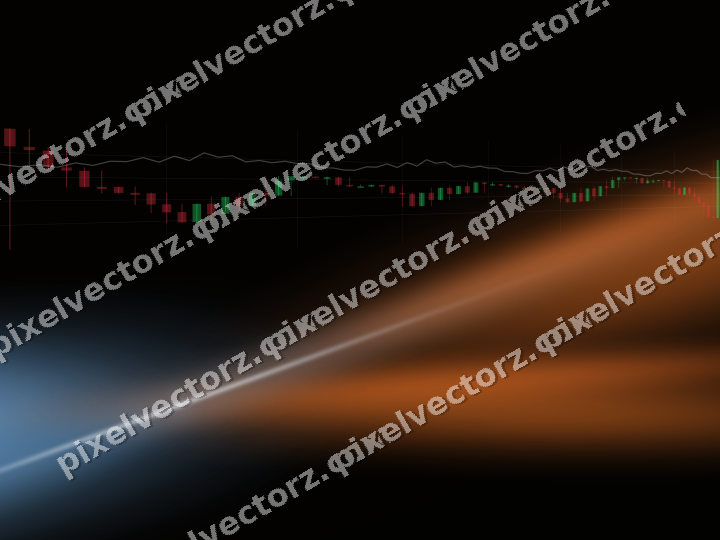 Glowing neon chart background in blue and orange