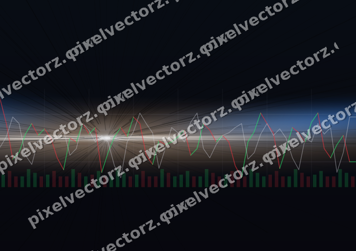 Glowing neon chart background in blue and orange