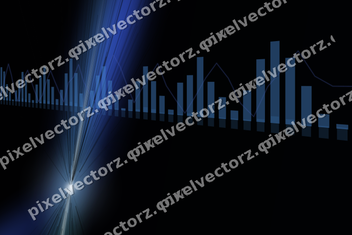Glowing neon chart background in blue and cyan