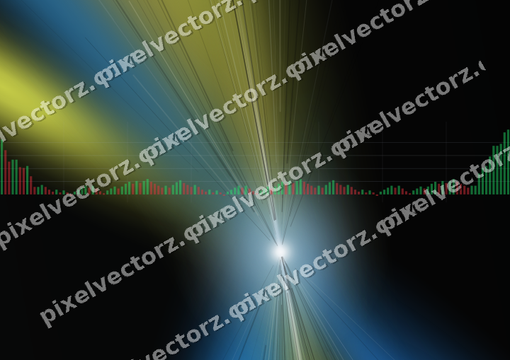 Glowing neon chart background in blue and yellow