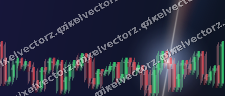Glowing neon chart background in dark blue and red
