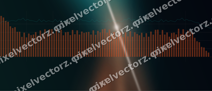 Glowing neon chart background in orange and teal
