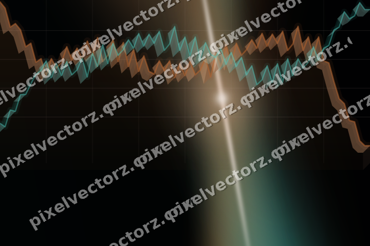 Glowing neon chart background in orange and teal