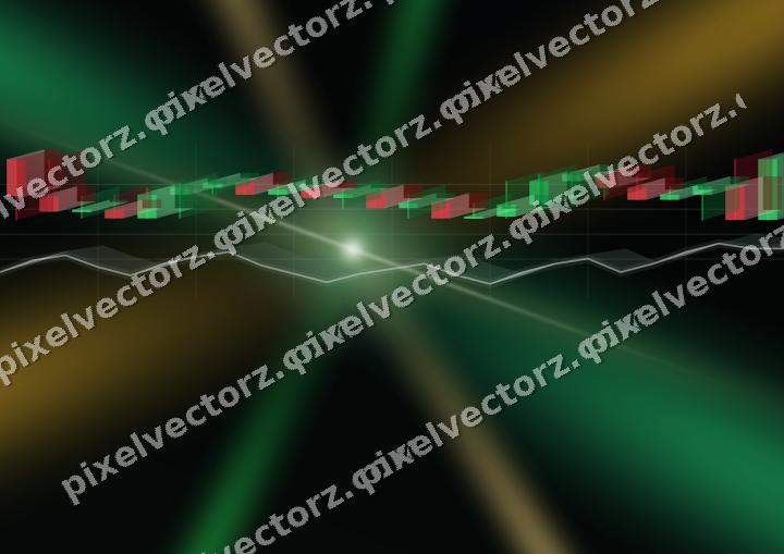 Glowing neon chart background in green and amber