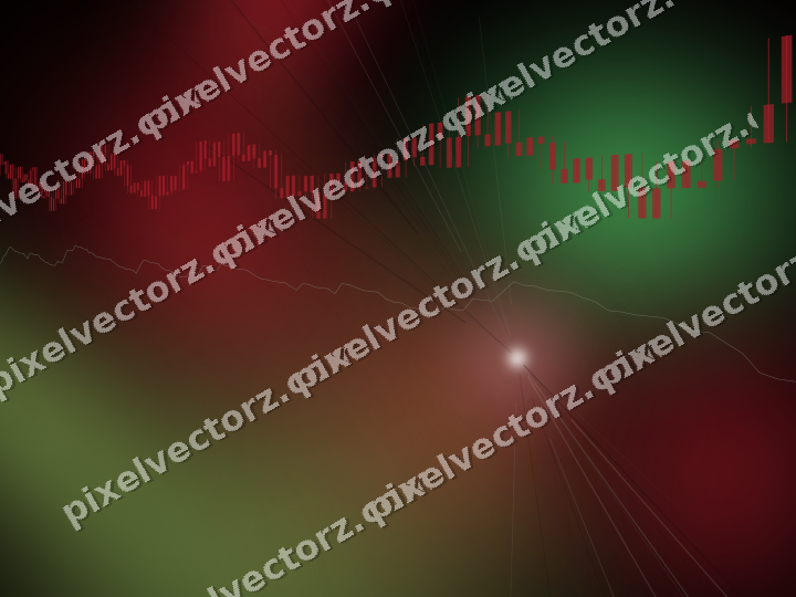 Glowing neon chart background in red and green