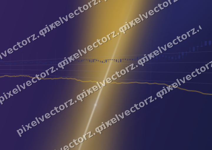 Glowing neon chart background in dark blue and amber