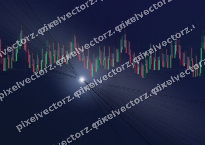 Glowing neon chart background in dark blue and white
