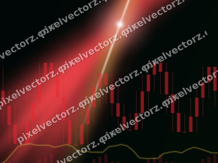 Glowing neon chart background in red and orange