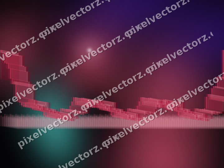 Glowing neon chart background in pink and amber