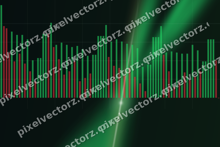 Glowing neon chart background in green and amber