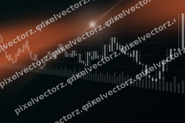 Glowing neon chart background in orange and teal