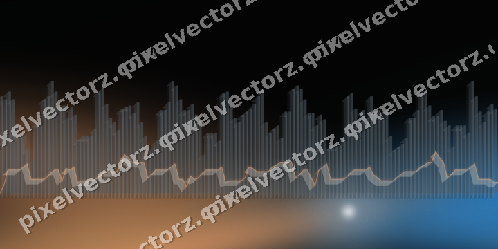 Glowing neon chart background in blue and orange
