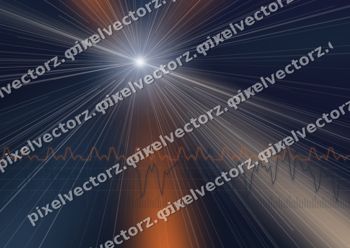 Glowing neon chart background in dark blue and orange