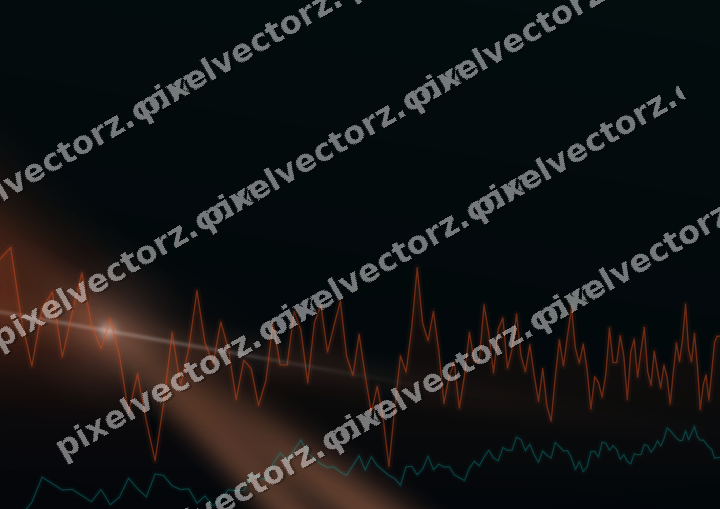Glowing neon chart background in orange and teal