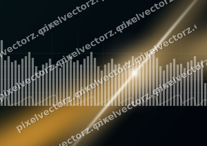 Glowing neon chart background in amber and teal