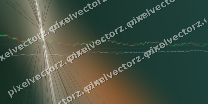 Glowing neon chart background in dark green and orange