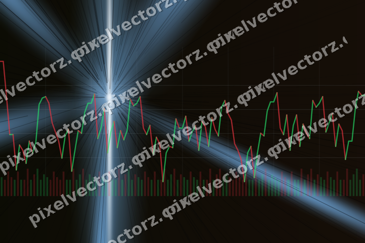 Glowing neon chart background in blue and orange