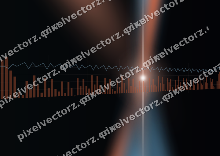 Glowing neon chart background in orange and cyan