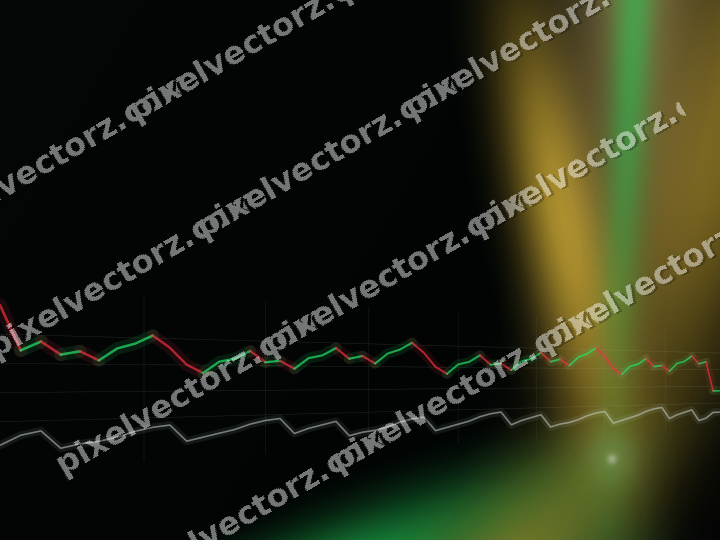 Glowing neon chart background in green and amber