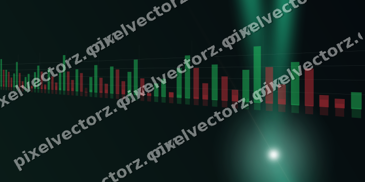 Glowing neon chart background in green and orange