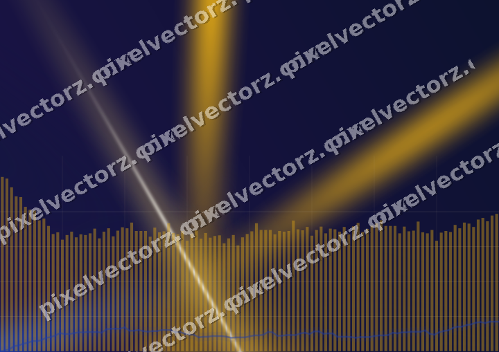 Glowing neon chart background in amber and blue