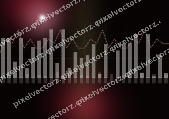 Glowing neon chart background in pink and red