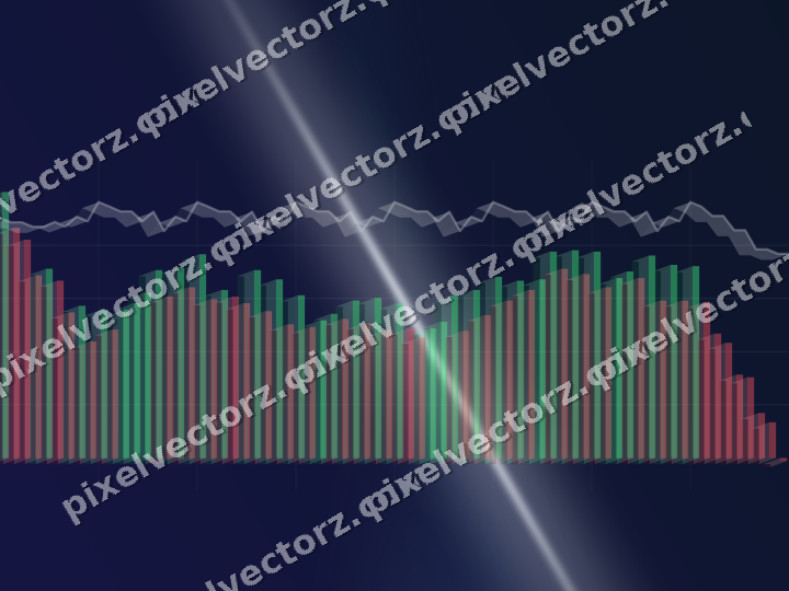 Glowing neon chart background in dark blue and white