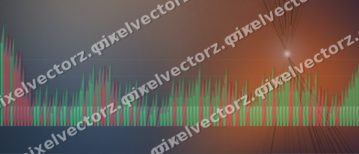 Glowing neon chart background in dark blue and orange