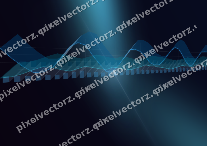 Glowing neon chart background in cyan and blue
