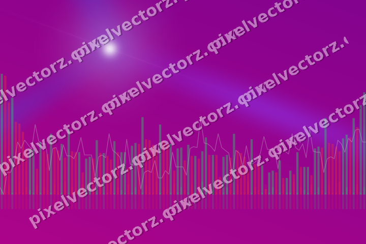 Glowing neon chart background in purple and blue