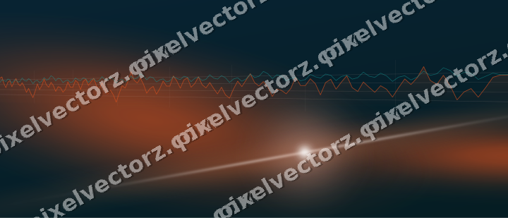 Glowing neon chart background in orange and teal