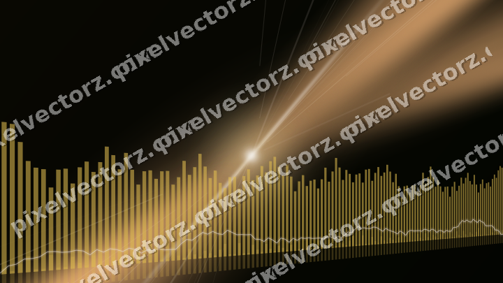 Glowing neon chart background in amber and orange