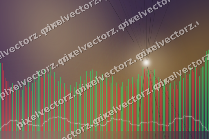Glowing neon chart background in amber and purple