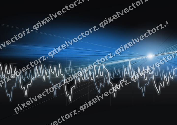 Glowing neon chart background in blue and teal